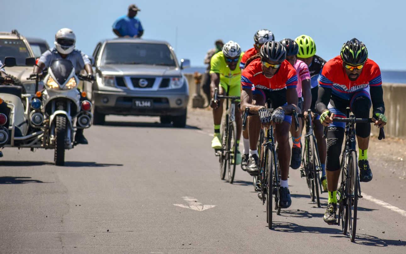 Dominica Cycling Association members compete in a race on March 17, 2019.