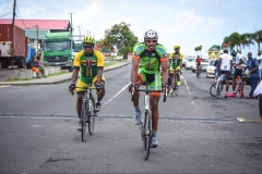 From L-R: Dominica's Benjamin Daniel, Grenada's Ezekiel Noel prior to the start of the 2018 Organization of Eastern Caribbean States Cycling Championship in Dominica, July 1, 2018. Six OECS countries participated in the nearly 60-mile long event hosted by the DCA.