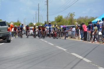 Twenty four competitors from the Organization of Eastern Caribbean States start the 2019 OECS cycling championship race in Anguilla, July 19, 2019.
