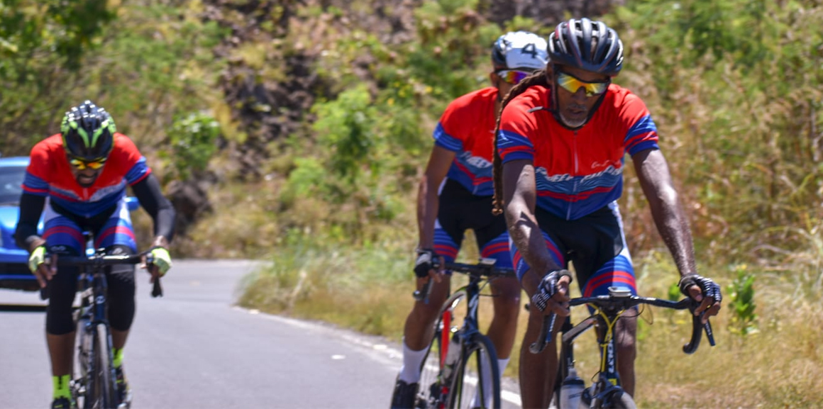 Levi Baron leads fellow members of the Street Falcons Cycling Club, Kohath Baron second and Chester Letang during a Dominica Cycling Association race on March 17, 2019. Kohath finished first, Levi and Letang finished second and third respectively.