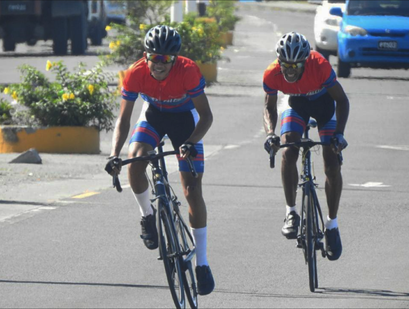 Koath Baron and his father Levi participate in the Dominica Cycling Association’s season opening race, Feb. 3, 2019. Koath placed first in the event followed by Chester Letang and Kevon Boyd respectively.