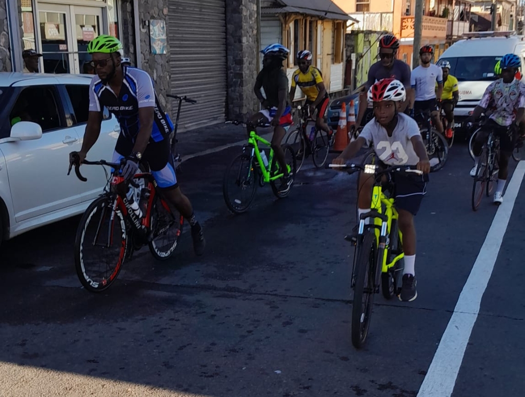 Members of the Dominica Cycling Association and community members participate in the association's Second Fun Ride to promote cycling safety and community spirit in Roseau on November 25th, 2023.